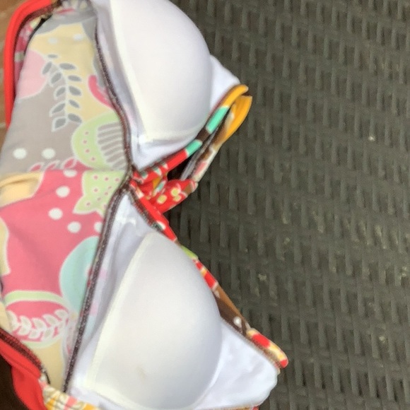 ANA tankini top size (8) colorful ties around neck no wires coral, yellow - Picture 8 of 8